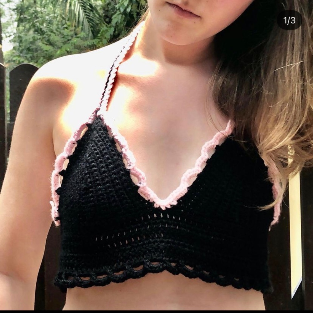 Frilly crochet halter top